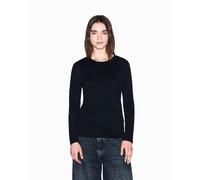 Armani Exchange Long Sleeve Strass Front Logo Print Regular Fit Camiseta, Negro, M Mujeres