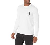 Armani Exchange Long Sleeves, Front Print Logo Camiseta, Hombre, Blanco, L