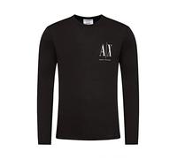 Armani Exchange Long Sleeves, Front Print Logo Camiseta, Hombre, Negro, XXL