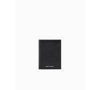 Armani Exchange Man Plain Leather Mini Wallet Plain Leather with Logo Black