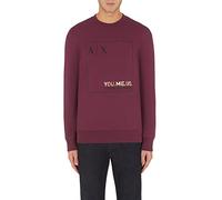 Armani Exchange Manga Larga, Logotipo en la Parte Delantera, Cuello Redondo Sudadera, Grape Wine, L para Hombre
