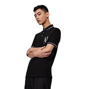 Armani Exchange Maxi Embroidered Logo, Regular Fit Camisa de Polo, Negro, S Hombres