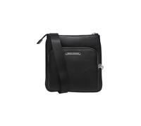 Armani Exchange Men's Double Pockets Middle Logo Lettering Plate Crossbody Black, Negro, talla única