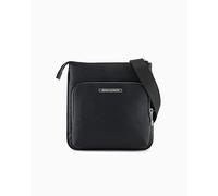 Armani Exchange Men's Double Pockets Middle Logo Lettering Plate Crossbody Black, Negro, talla única