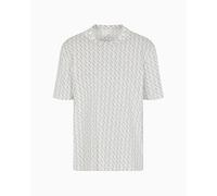 Armani Exchange Men's Essential, All Over Logo,Regular Fit,White,S, Blanco Apagado/Ceniza, S