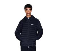 Armani Exchange Men's Essential - Chaqueta de manga larga acolchada con logotipo de letras, azul marino, talla L, azul oscuro, L