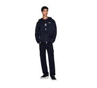 Armani Exchange Men's Essential - Chaqueta de manga larga acolchada con logotipo de letras, azul marino, talla M, azul oscuro, M