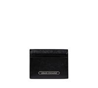 Armani Exchange Tarjetero Essential – Monograma trasero en relieve, Placa con logo, Negro Talla única