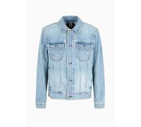 Armani Exchange Men's Icon Project, chaqueta con logotipo de botón, vaquero indigo, M, Indigo azul vaquero, M