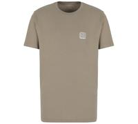 Armani Exchange Utility Edge, Sustainable, Eco-Leather Logo Patch Camiseta, Cashew Roasted, M Hombres