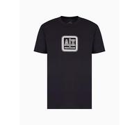 Armani Exchange Spray Paint AX Logo tee Camiseta, Azul Oscuro, S Hombres