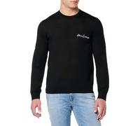 Armani Exchange Merino Wool Mix Signature Logo Crewneck Pullover Sweater Suéter, Negro, XL para Hombre