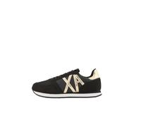 Armani Exchange Microfiber Suede Lace Up Sneaker, Zapatillas para Mujer, Multicolor (Black+Lt Gold), 41 EU