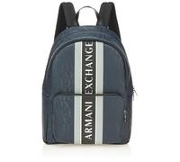 Armani Exchange Mochila con logotipo completo para hombre, Azul marino/gris espejo, Talla única, Mochila con logotipo completo
