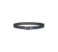 Armani Exchange Monocolor, Silver Buckle, Logotipo Debossed Cinturón, Azul, 110 cm para Hombre