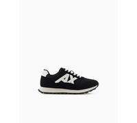 Armani Exchange Motifs Side Geometric Logo Motifs - Zapatillas para Hombre, Color Negro y Blanco, Talla 43 EU, Black Off White, 43 EU