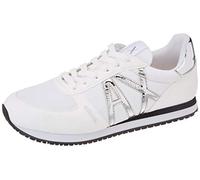 Armani Exchange Mujer Rio Retro Running Sneaker, Blanco Plata White Silver, 37 EU