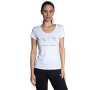 Armani Exchange Strass Logo Camiseta, Blanco (Optic White 1000), Small para Mujer