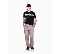 Armani Exchange One Block Up, Color Contrast Banding, Embroidered Logo Camiseta, Negro, L Hombres