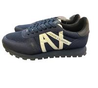 Armani Exchange Openwork Side, Contrast Logo, Microsuede Inserts, Zapatillas Hombre, Azul, 39.5 EU