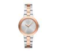 Armani Exchange Orologio da Donna, Movimento al quarzo a Due lancette e cassa da 36 mm con cinturino in Acciaio o Pelle, Plata y Oro Rosa