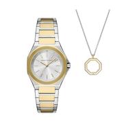 Armani Exchange Orologio da Donna, Movimento al quarzo a tre lancette e cassa da 34 mm con cinturino in Acciaio o Pelle, Conjunto Tono Plata