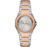 Armani Exchange Reloj Análogico-Digital para Mujer de Automático con Correa en Poliéster AX4607, Tono Oro Rosa y Tono Plata