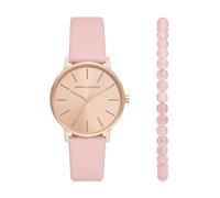 Armani Exchange Orologio da donna, Movimento al quarzo a tre lancette e cassa da 36 mm con cinturino in pelle, Conjunto rosa claro y oro rosa