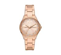 Armani Exchange Orologio da donna, Movimento al quarzo a tre lancette e cassa da 36 mm con cinturino in acciaio inossidabile, Tono oro rosa con purpurina