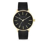 Armani Exchange Reloj Mujer, Movimiento de tres manecillas, caja de 36 mm de acero inoxidable dorado con correa de acero inoxidable, AX5548, Negro y tono dorado