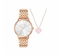 Armani Exchange Orologio da Donna, Movimento al quarzo a tre lancette e cassa da 36 mm con cinturino in Acciaio inossidabile, Conjunto Oro Rosa y Blanco