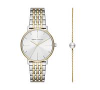 Armani Exchange Orologio da donna, Movimento al quarzo a tre lancette e cassa da 36 mm con cinturino in acciaio inossidabile, Conjunto tono plata y tono oro