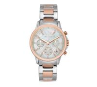 Armani Exchange Orologio da donna, Movimento cronografo al quarzo e cassa da 36 mm con cinturino in acciaio inossidabile, Tono plateado y tono oro rosa