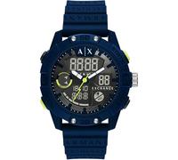Armani Exchange Orologio da uomo, Movimento Ana-Digi e cassa da 46 mm con cinturino in silicone, Azul oscuro y gris