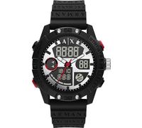 Armani Exchange Orologio da uomo, Movimento Ana-Digi e cassa da 46 mm con cinturino in silicone, Negro y blanco