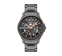 Armani Exchange Orologio da uomo, Movimento automatico a tre lancette e cassa da 46 mm con cinturino in Acciaio inossidabile, Carbón