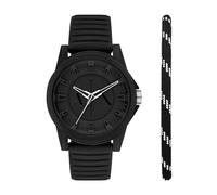 Armani Exchange Orologio da uomo, Quarzo Movimento a tre lancette e cassa da 44 mm con cinturino in Silicone, Conjunto Negro Intenso