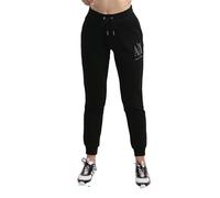 Armani Exchange Pantalones de chándal de Rizo con cordón, Logo de Botones Deportivos, Negro, S para Mujer