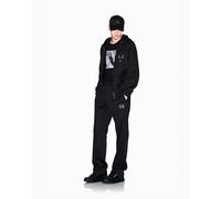 Armani Exchange Pantalones deportivos elásticos de modal negro y dorado para hombre, Negro, Large