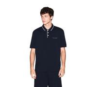 Armani Exchange Polo básico para Hombre, a Rayas, con Logotipo de Milano, New York, Azul, XL, Azul Oscuro, XL