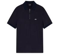 Armani Exchange Polo con Cremallera Plateada con Logotipo Bordado en 3D, Azul, M