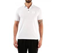 Armani Exchange Polo de algodón de Ajuste Regular con Parche metálico, Blanco, S para Hombre