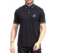 Armani Exchange Polo de algodón de Corte Regular con Parche metálico, Azul Marino, XXL para Hombre