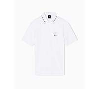 Armani Exchange Polo de Manga Corta para Hombre con Logotipo de Monograma en el Lado del Cuello Bordado, Blanco Roto, S, Blanco Crudo, S
