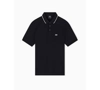 Armani Exchange Polo de Manga Corta para Hombre con Logotipo de Monograma en el Lado del Cuello Bordado, Negro, S, Negro, S