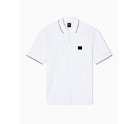 Armani Exchange Polo de Manga Corta para Hombre con Logotipo de Tres Botones, Blanco, M