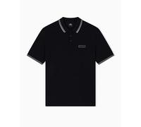 Armani Exchange Short Sleeve Side Logo Three-Button Collar Polo, Negro, XL para Hombre