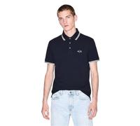 Armani Exchange Polo de Manga Corta para Hombre, Cuello con Cremallera, Color Azul, S, Azul Oscuro, S