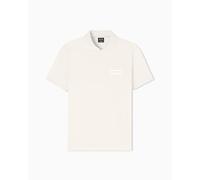 Armani Exchange Embroidered Patch Logo Monochrome Polo, Crema, M Hombres