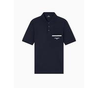 Armani Exchange Polo para Hombre con Logotipo de Pique Pocket, Azul Oscuro, M